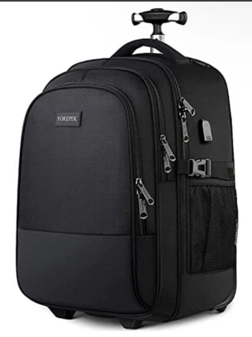 YORPEK ROLLING BACKPACK WHEELS, LARGE IDEAL FOR WORK OR  TRAVEL, WATER RESISTANT